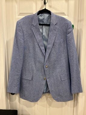 Stafford Light Blue Linen-Blend Sport Coat